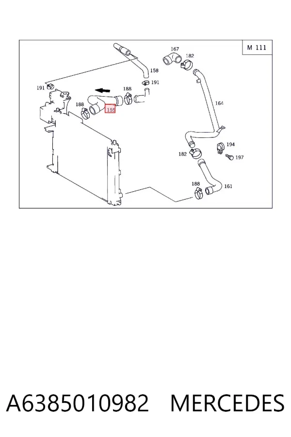 Патрубок радиатора A6385010982 Mercedes