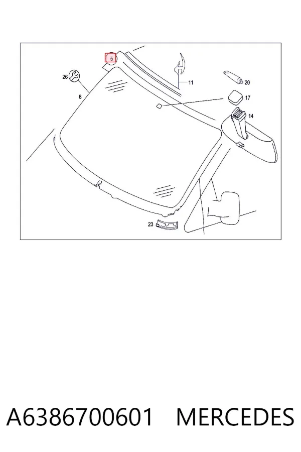 Лобовое стекло A6386700601 Mercedes