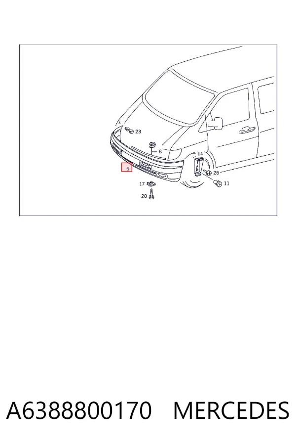Передний бампер A6388800170 Mercedes