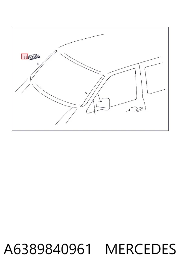 Клипса молдинга лобового стекла A6389840961 Mercedes