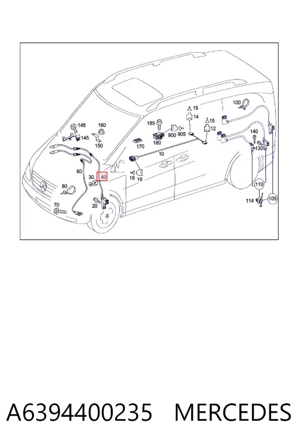 Кабель (провод) парктроника бампера заднего A6394400235 Mercedes