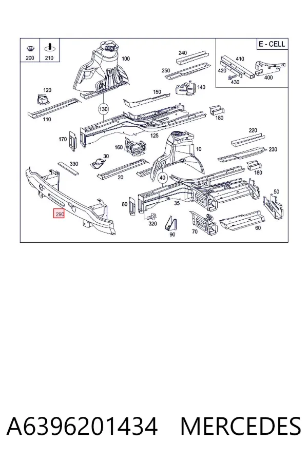 Усилитель переднего бампера A6396201434 Mercedes