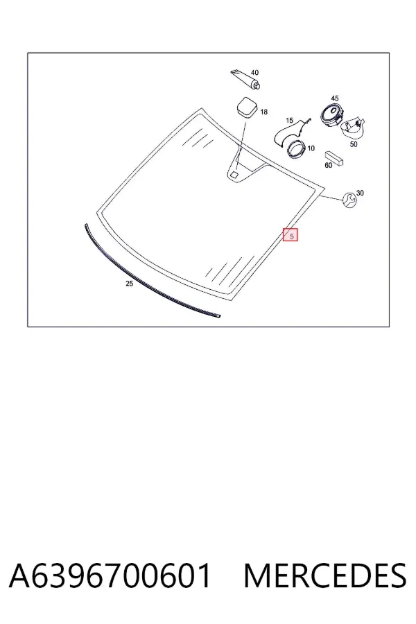 Лобовое стекло A6396700601 Mercedes