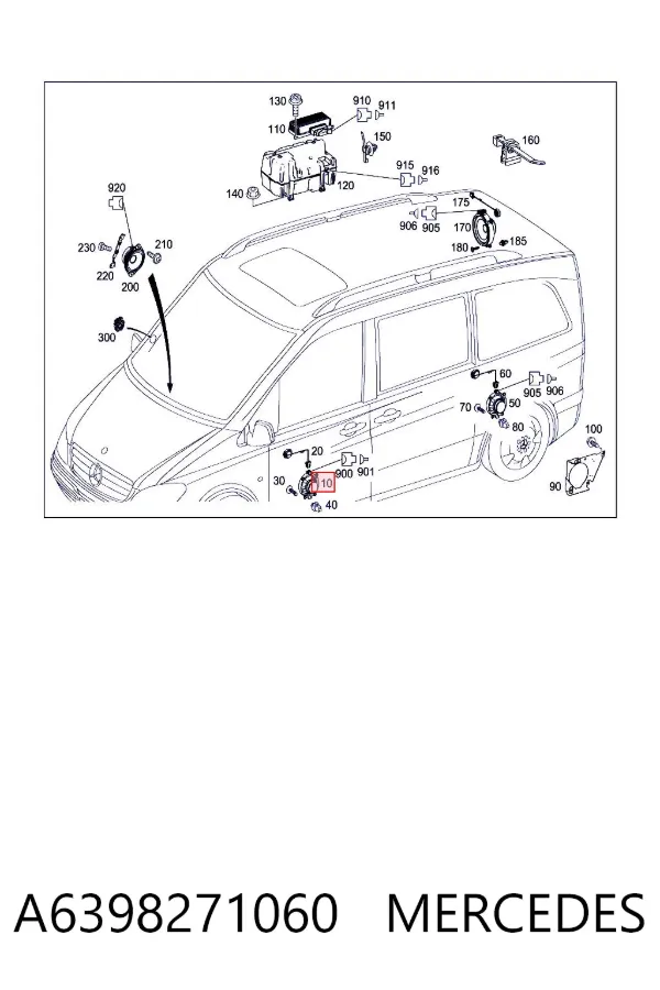 Динамик передней двери A6398271060 Mercedes