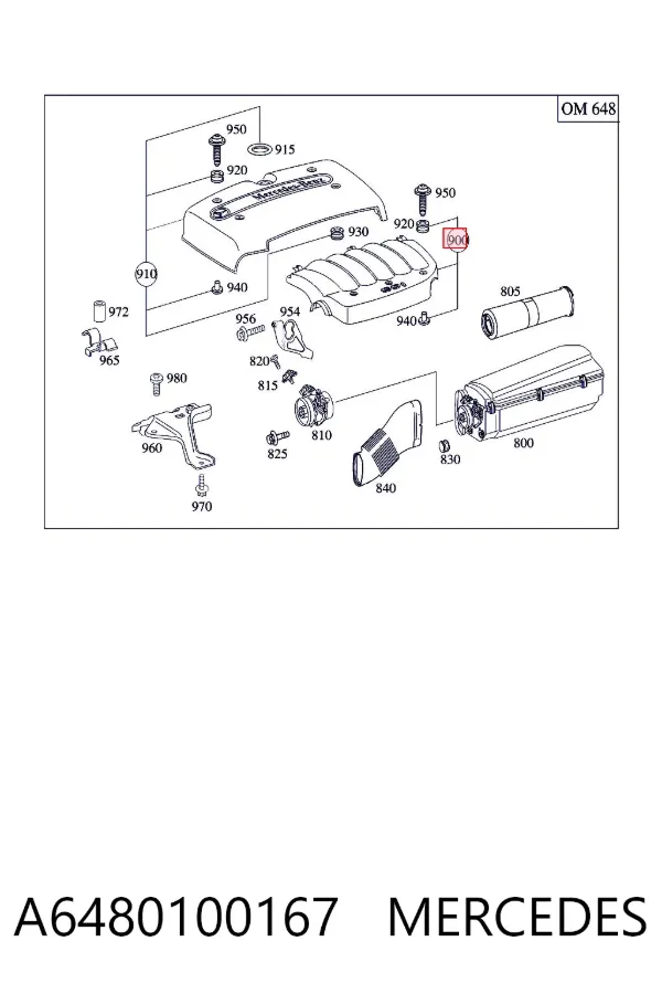 Крышка двигателя A6480100167 Mercedes