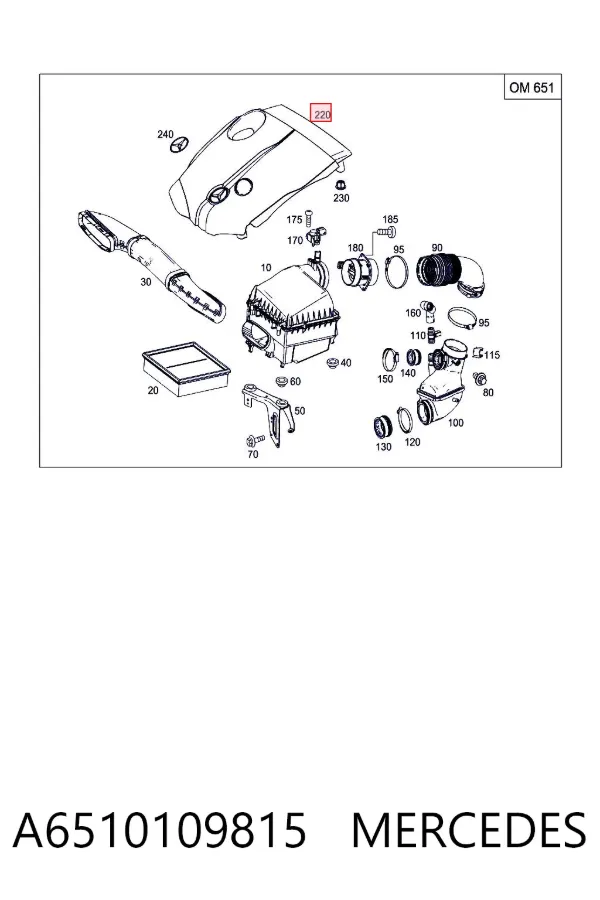 Крышка двигателя A6510109815 Mercedes