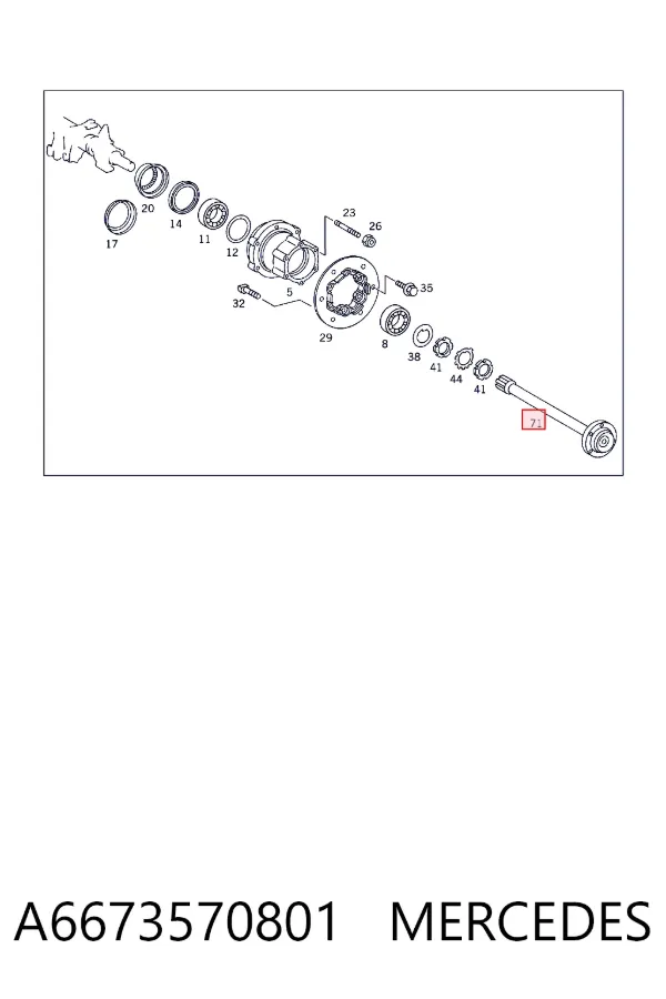 Задняя полуось A6673570801 Mercedes