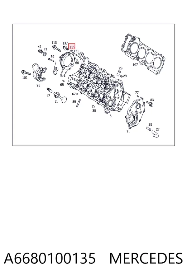 Задняя крышка головки блока цилиндров (ГБЦ) A6680100135 Mercedes