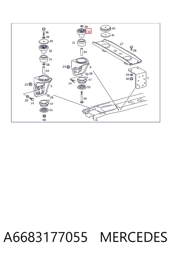 Подушка рамы (крепления кузова) A6683177055 Mercedes