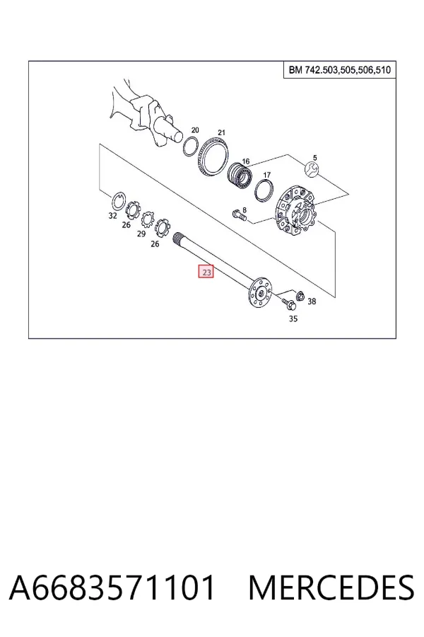 Задняя полуось Mercedes Benz Truck Vario 667