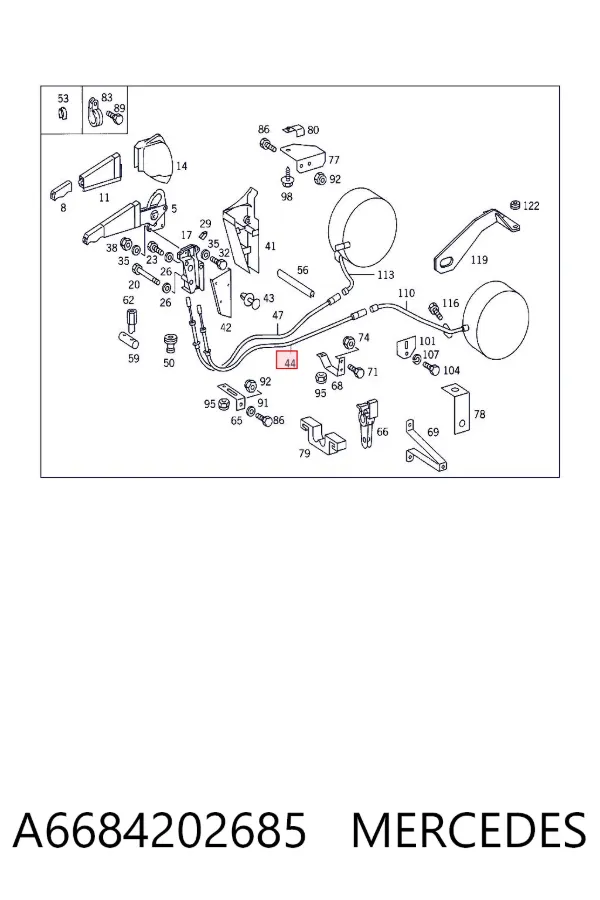 Передний трос ручника A6684202685 Mercedes