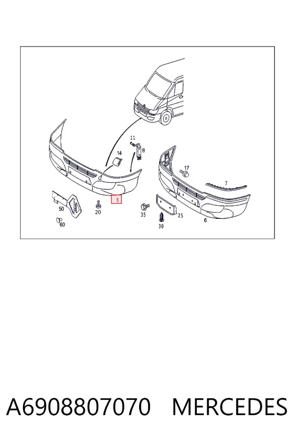 Передний бампер A6908807070 Mercedes