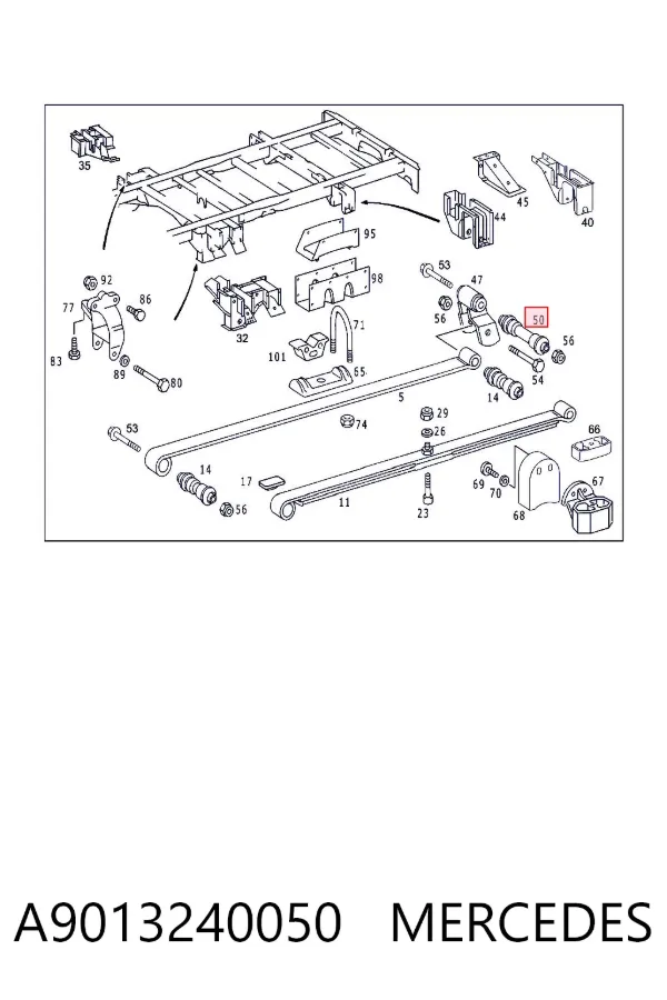 Сайлентблок задней рессоры задний A9013240050 Mercedes