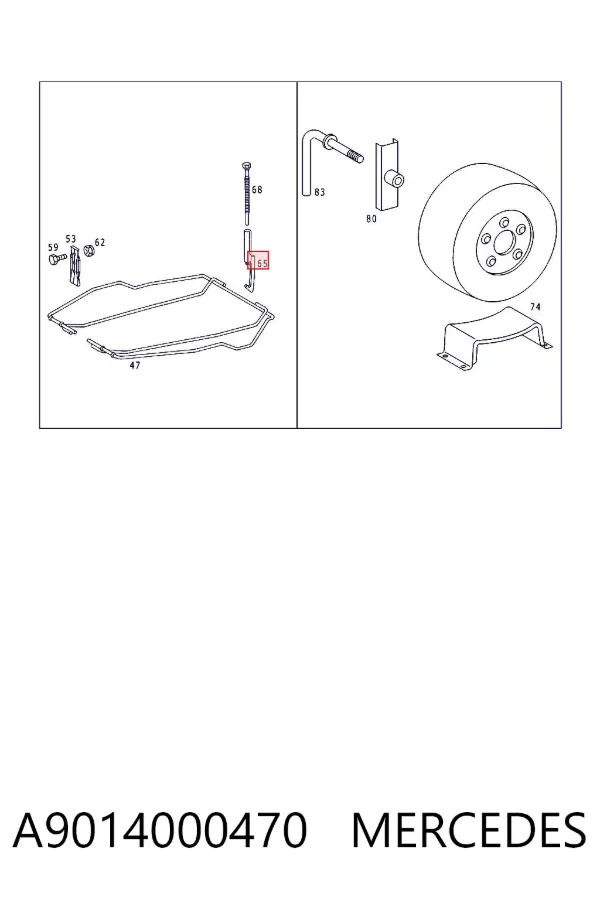 Кронштейн запасного колеса A9014000470 Mercedes