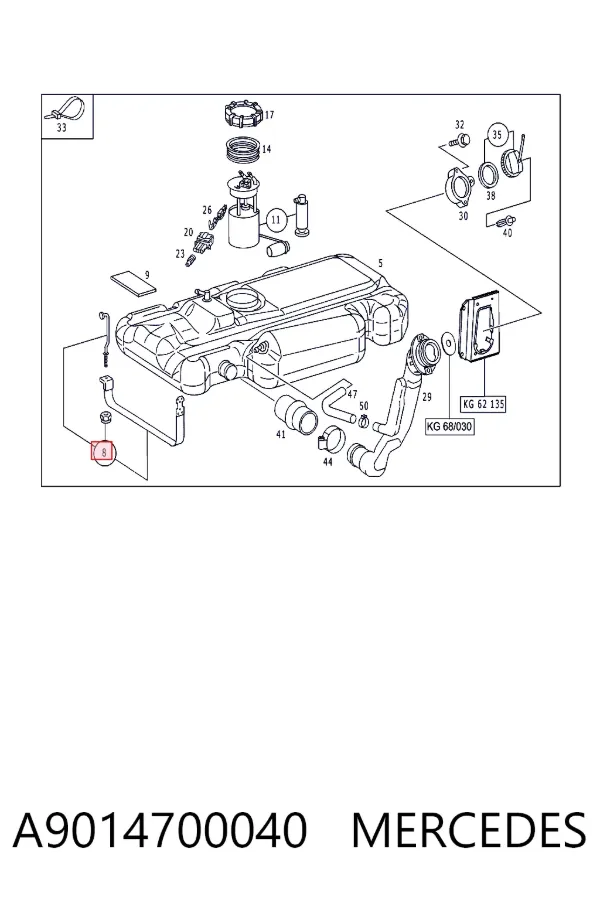 Кронштейн бака топливного A9014700040 Mercedes