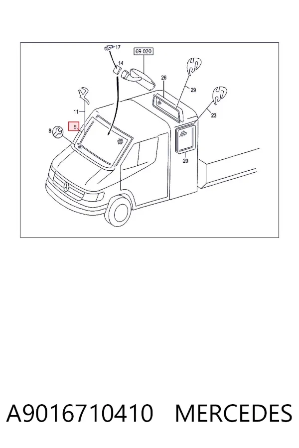 Лобовое стекло A9016710410 Mercedes