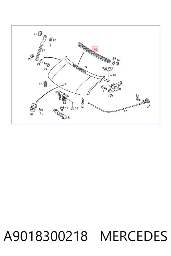 Решетка капота A9018300218 Mercedes