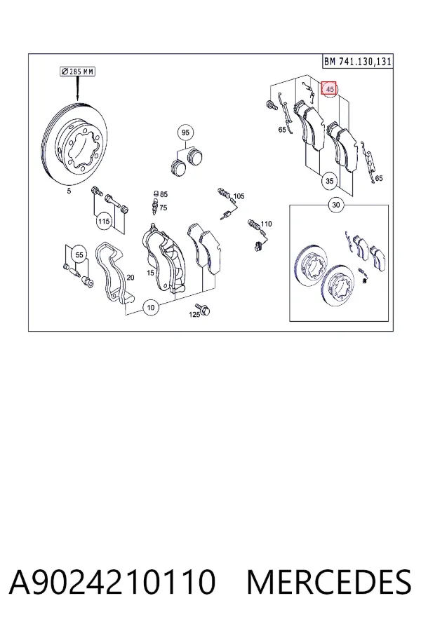 Передние тормозные колодки A9024210110 Mercedes