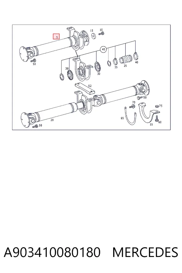 Купить A9034100801 Mercedes Вал карданный переднего моста