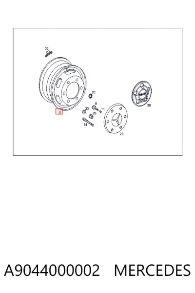 Диски колесные стальные (штампованные) MERCEDES A9044000002