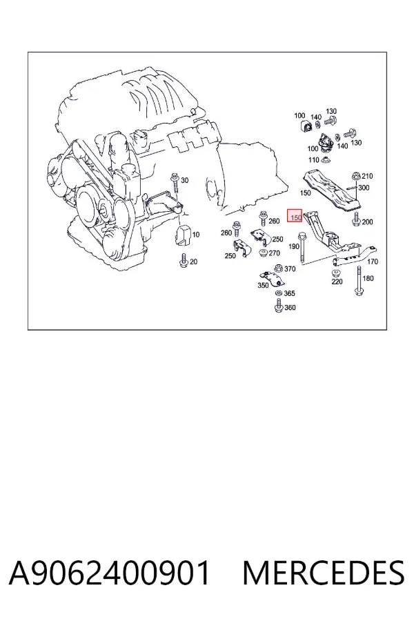 Кронштейн подушки КПП A9062400901 Mercedes