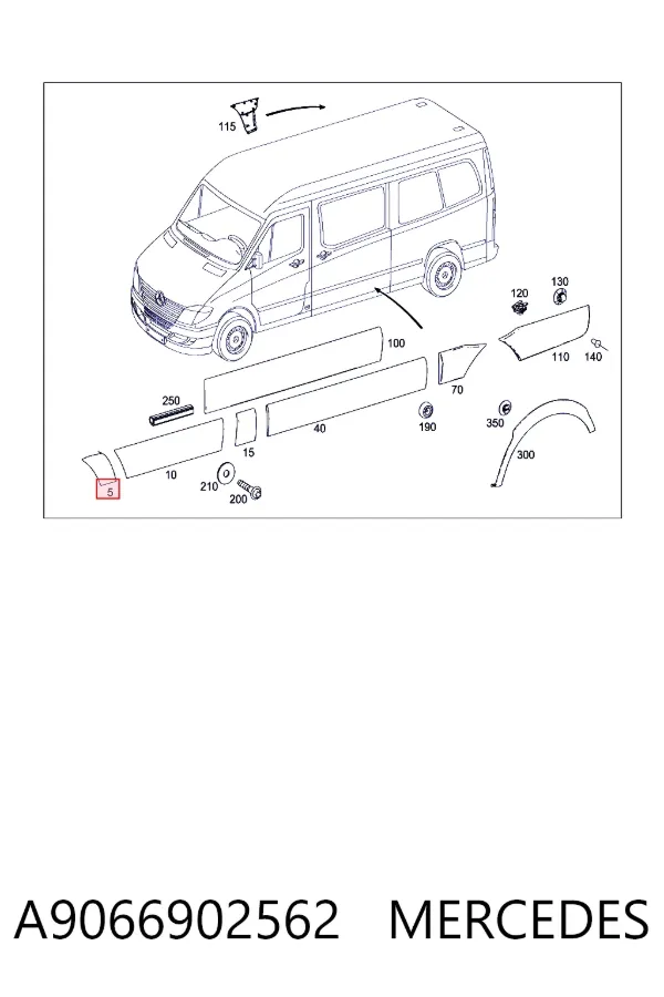 Накладка крыла переднего левого A9066902562 Mercedes