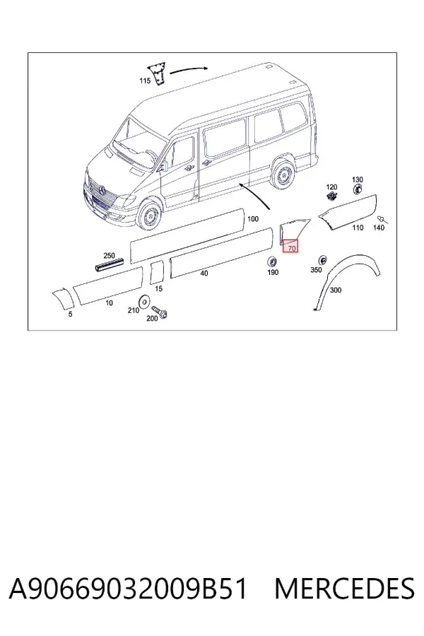 A9066903200 Mercedes Молдинг крыла заднего левого
