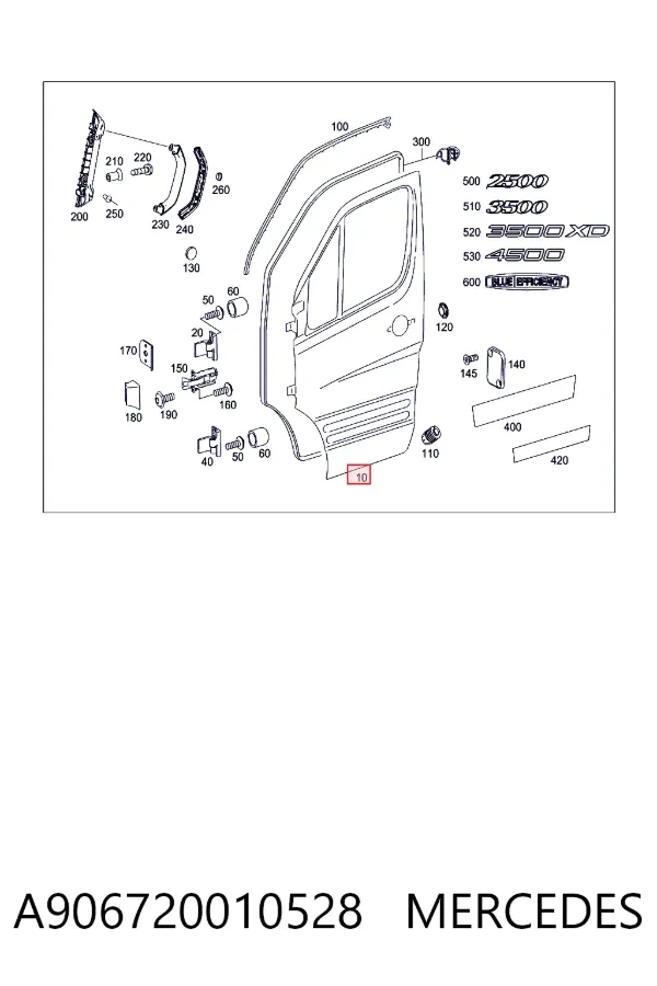 Дверь передняя правая A906720010528 Mercedes