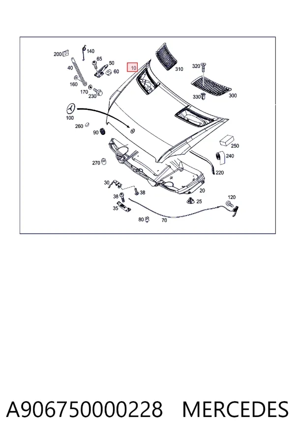 Капот A906750000228 Mercedes