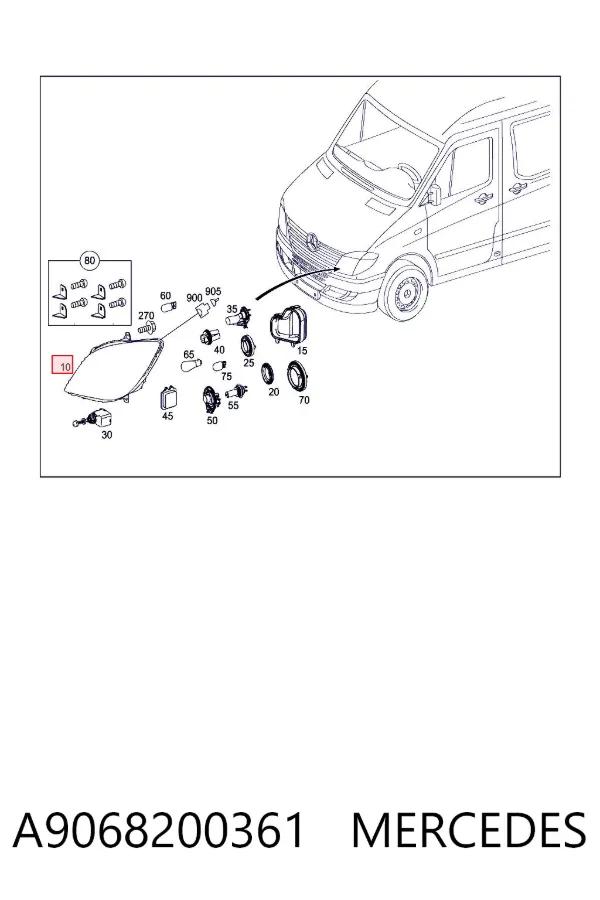 Левая фара A9068200361 Mercedes