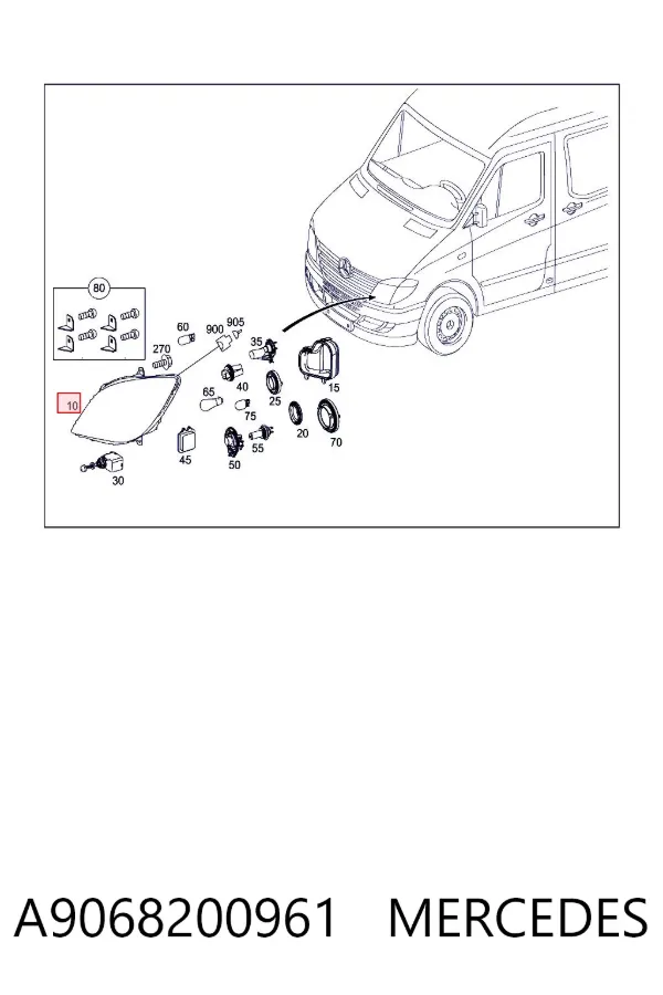 Левая фара A9068200961 Mercedes