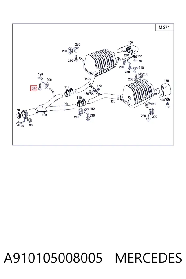 Болт выхлопной системы (глушителя) A910105008005 Mercedes