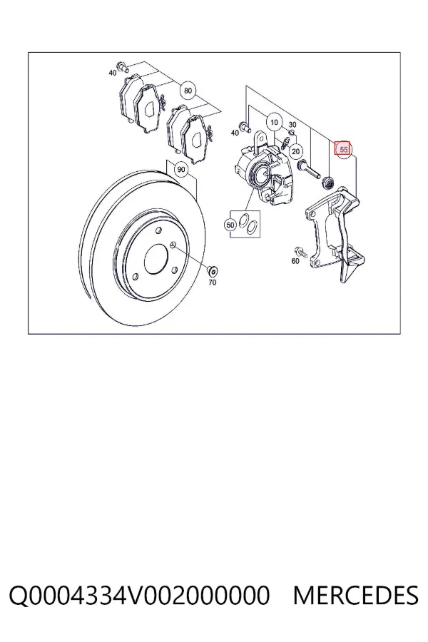 Суппорт тормозной передний левый Q0004334V002000000 Mercedes