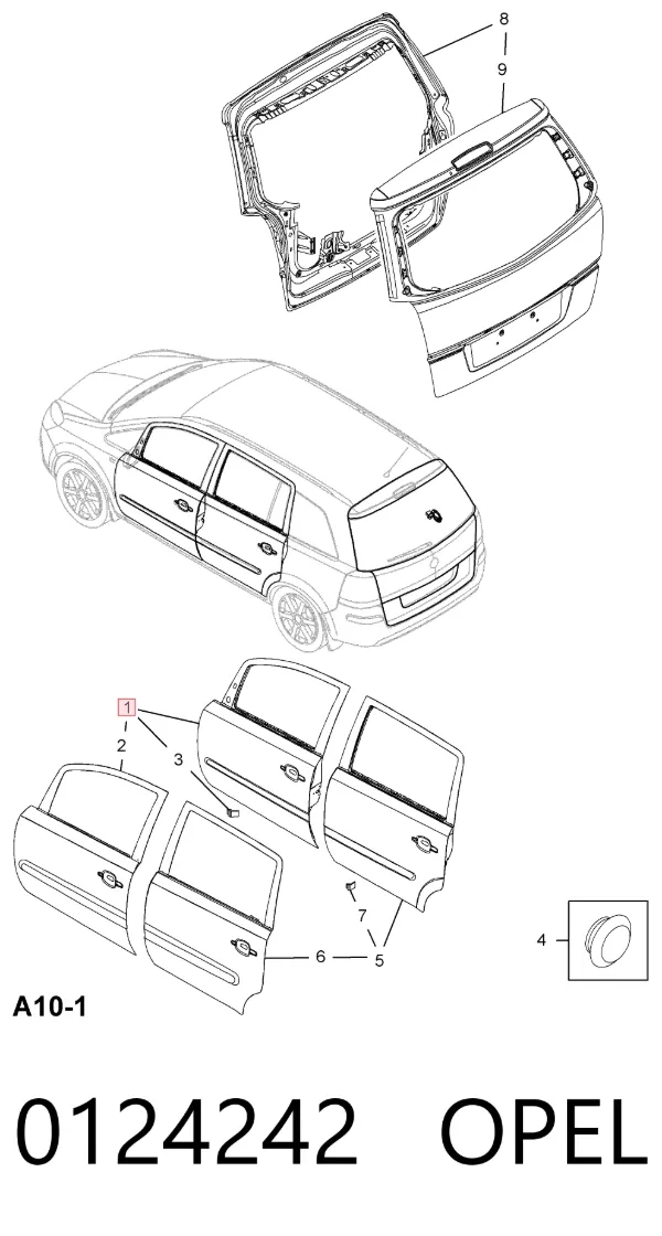 Дверь передняя правая Opel Zafira B