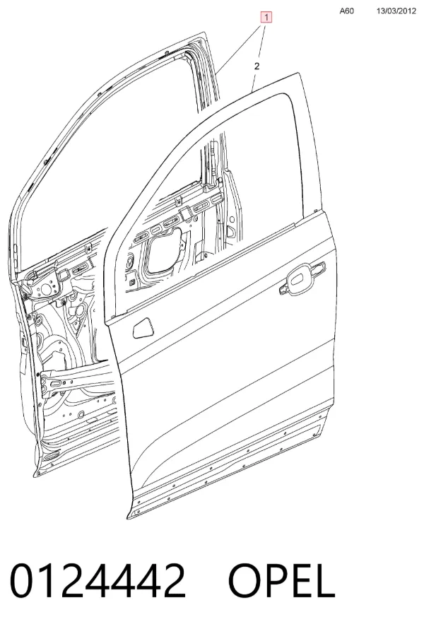 Дверь передняя левая 0124442 Opel