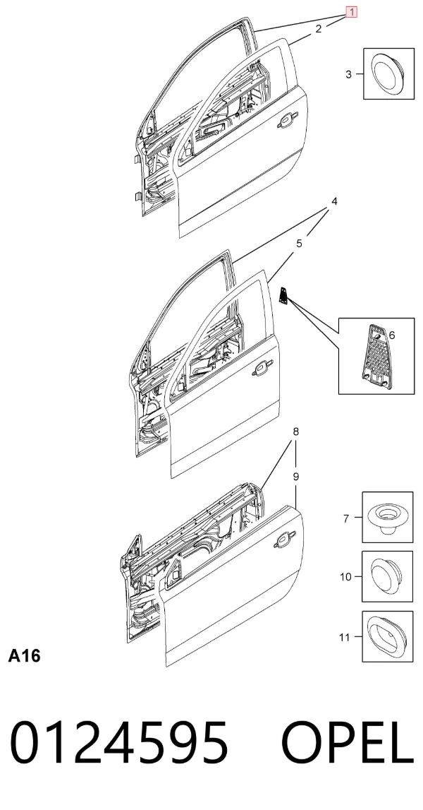 Дверь передняя правая 124595 General Motors