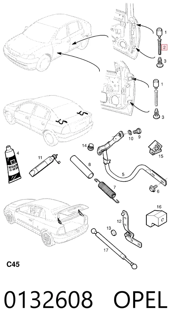 Палец (шплинт) дверной петли 0132608 Opel