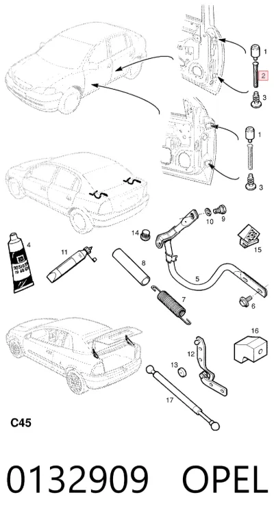 Палец (шплинт) дверной петли OPEL 0132909