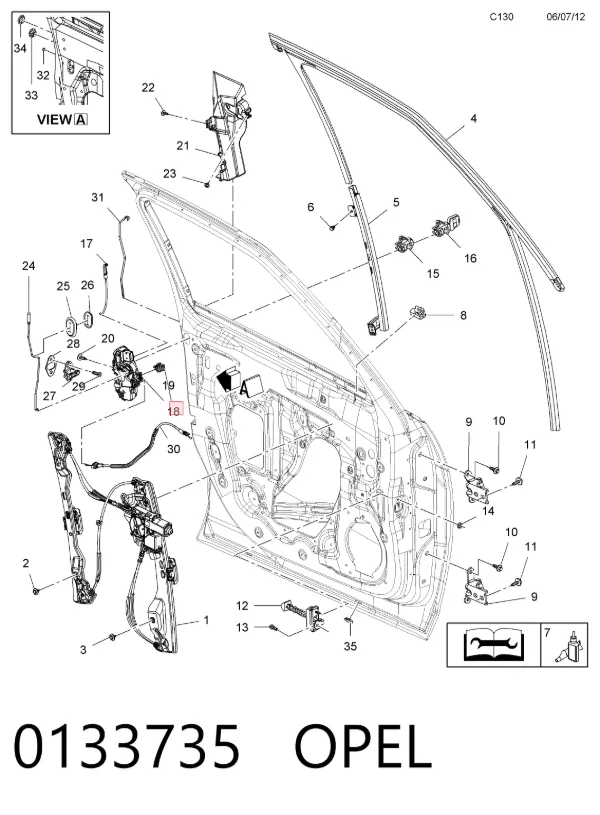 Замок водительской двери 0133735 Opel