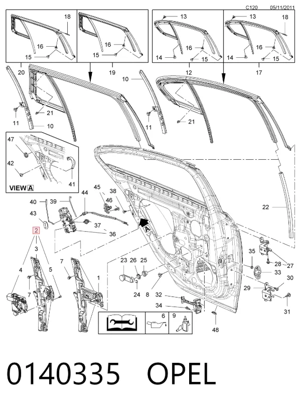 Механизм стеклоподъемника двери задней левой 0140335 Opel