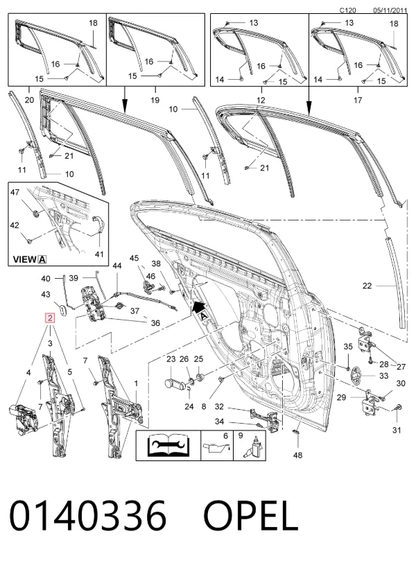 Механизм стеклоподъемника двери задней правой 0140336 Opel