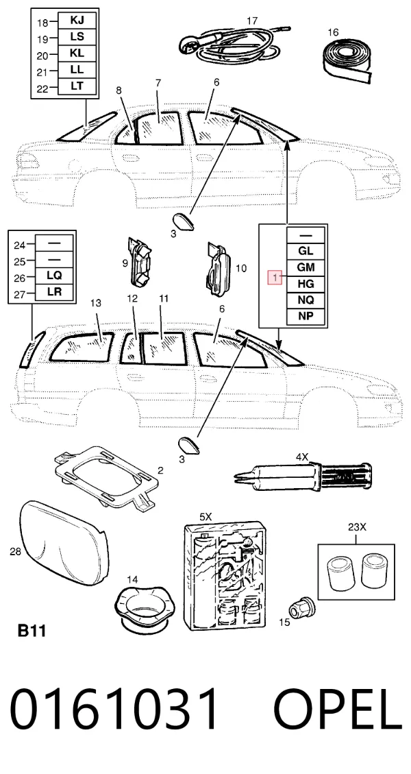 Лобовое стекло 0161031 General Motors