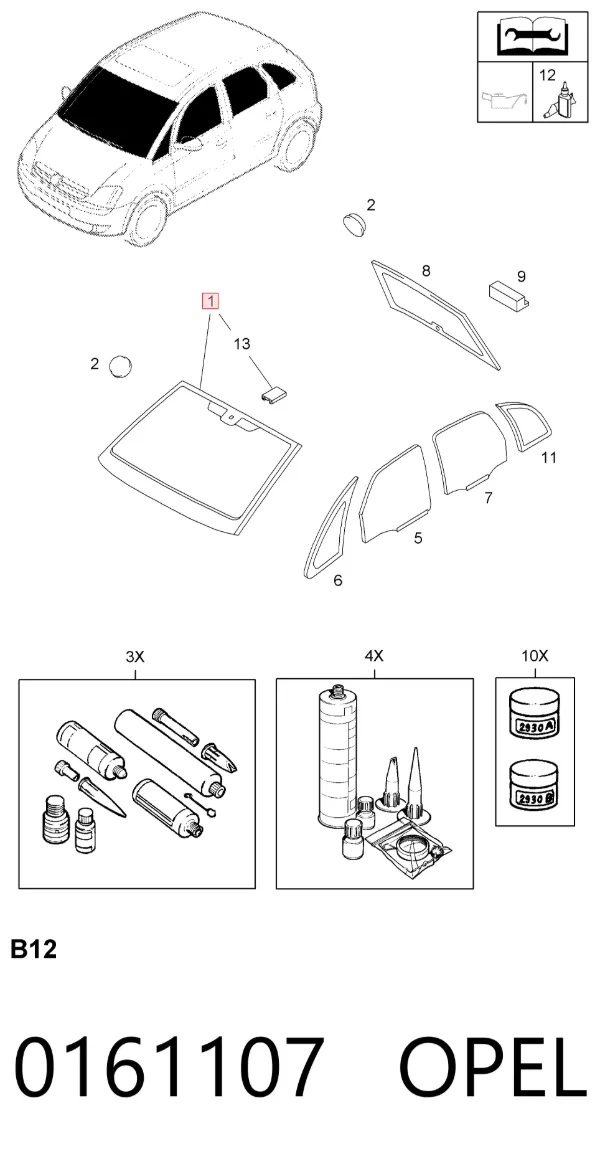 Лобовое стекло 13142572 General Motors