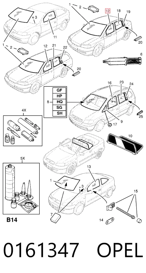 Стекло двери передней левой 5161313 General Motors