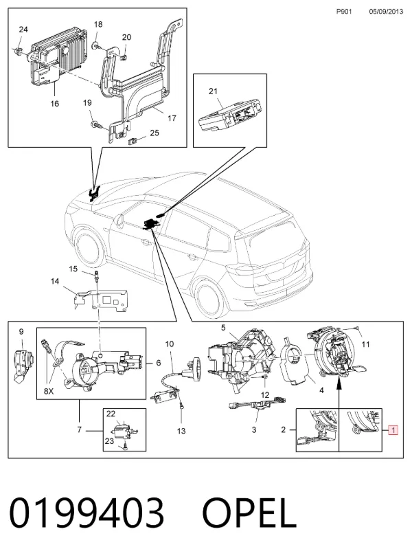 Шлейф руля 0199403 Opel