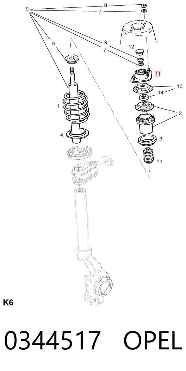 Опора переднего амортизатора 0344517 Opel