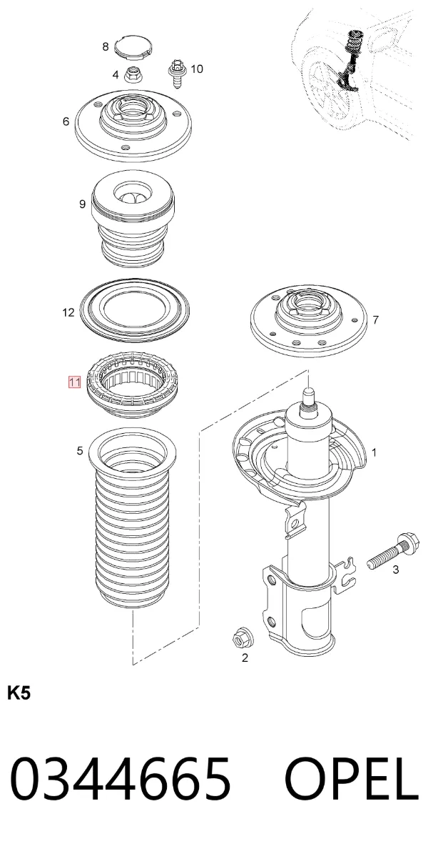 Опорный подшипник амортизатора 0344665 Opel