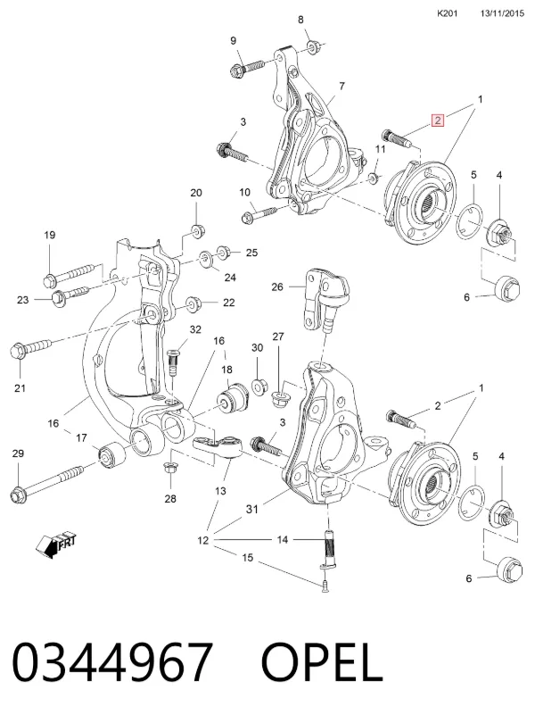 Колесный болт 0344967 Opel
