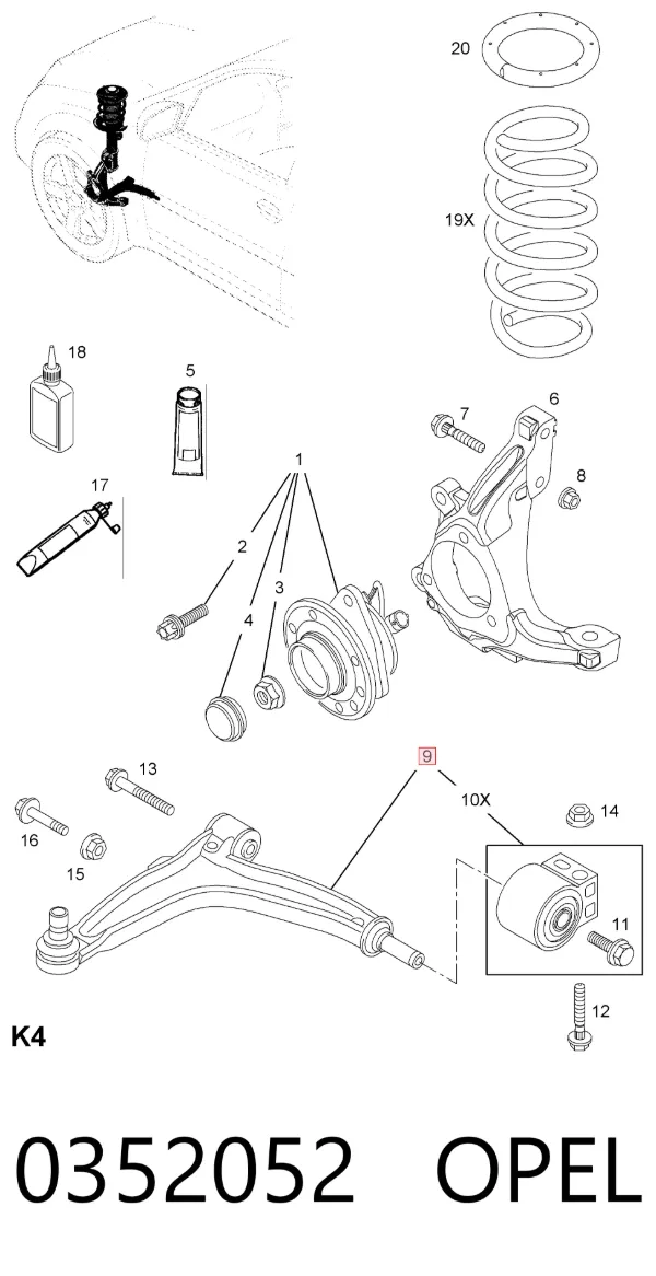 Нижний рычаг 0352052 Opel