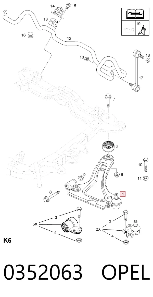 Нижний рычаг 0352063 Opel